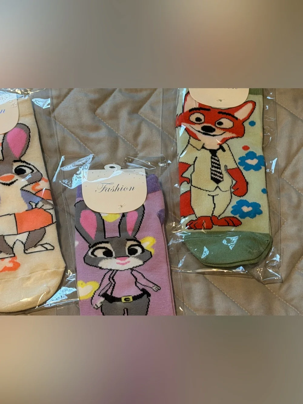 5 Adult Cartoon Animal Socks - Bunny & Fox Assortment